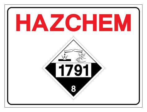 Hazard Chemical UN1791 Class 8 Hypochlorite Solution Symbol Sign, Vector Illustration, Isolate On White Background Label. EPS10