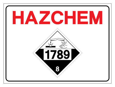 Hazard Chemical UN1789 Class 8 Hydrochloric Acid Symbol Sign, Vector Illustration, Isolate On White Background Label. EPS10