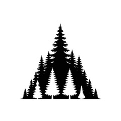 Fototapeta premium Black silhouette of pine trees group.