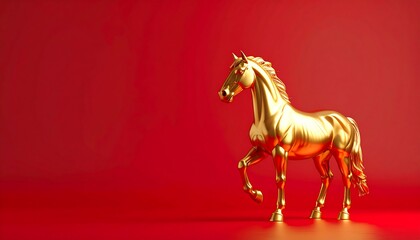 Fototapeta premium Majestic Golden Horse Symbol of Prosperity