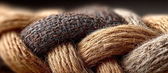 A tightly woven rope, with varying hues and textures, up close and personal