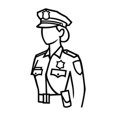 Dibujo sencillo con líneas de una mujer policía © teracreonte