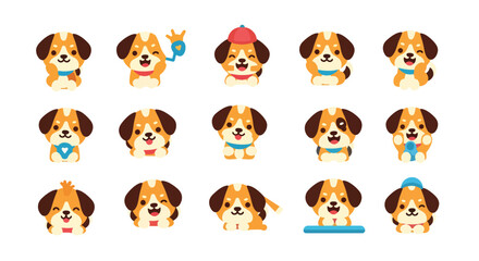 Fototapeta premium Cute Cartoon Puppy Characters Various Poses