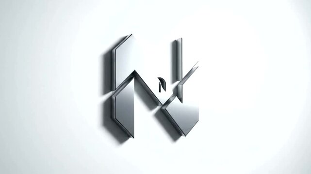 3D Letter N Animation on White Background.