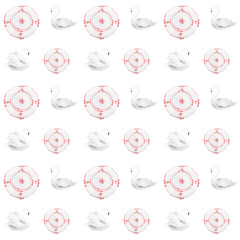 Infinite pattern with white swans on a patterned dishes_18