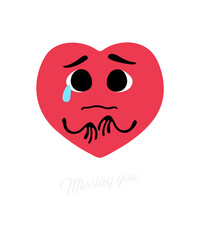 Long Distance Love Missing You Art | Heart With Tears Illustration, Sad Love Artwork for Long Distance Relationship Gift, Mental Health Illustration, Heartbreak Cartoon