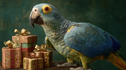 Obraz premium Parrot with gifts