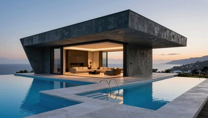 Fototapeta premium swimming pool at sunset