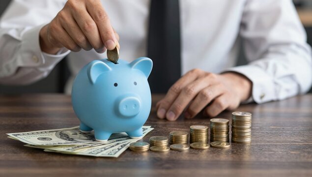 businessman saving money