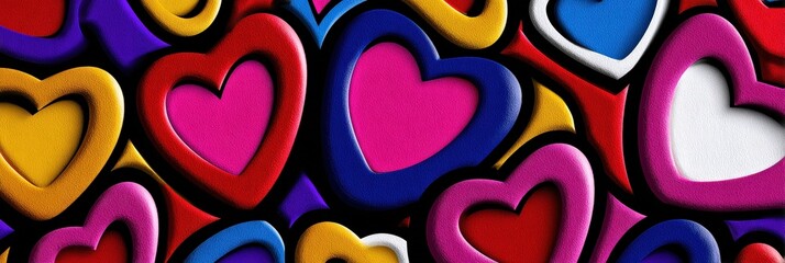 Fototapeta premium Colorful 3D Embossed Hearts Background Abstract Pattern