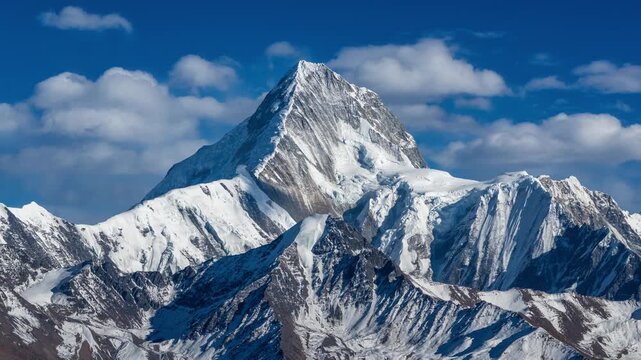 Close-up of Mount Gongga Summit and blue sky