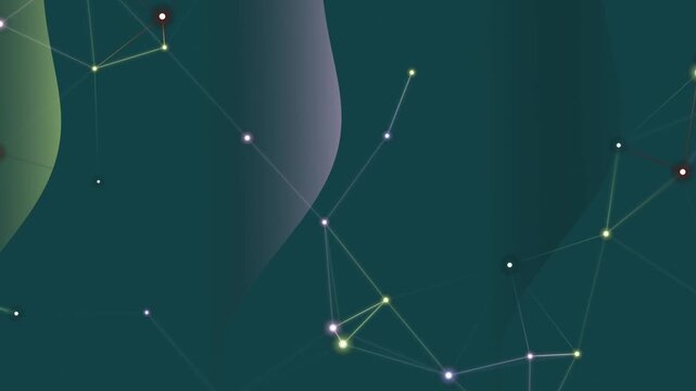 Interconnected Network: Abstract Geometric Design with Nodes and Lines on Teal