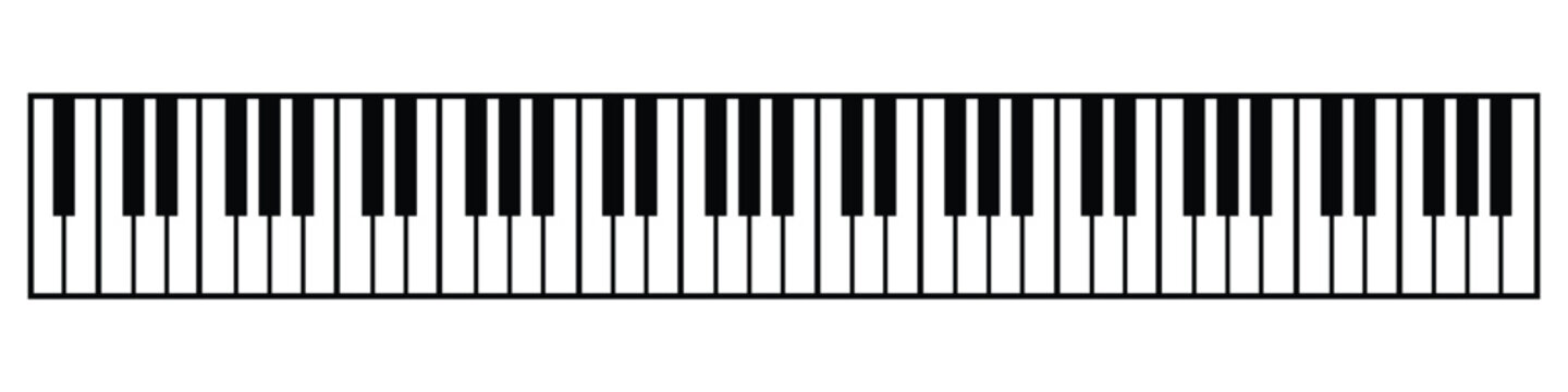 Grand Piano Keyboard with 88 Keys &ndash; Black & White Keys, Melody Instrument Vector Illustration