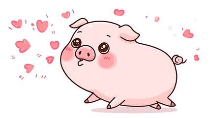 This cute pig blowing hearts expresses love and affection, perfect for sweet sticker messages.