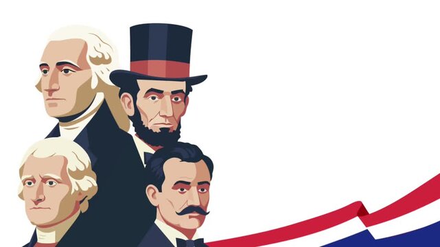 Presidents Day Video Background &ndash; Flat Vector Art of American Historical Leaders