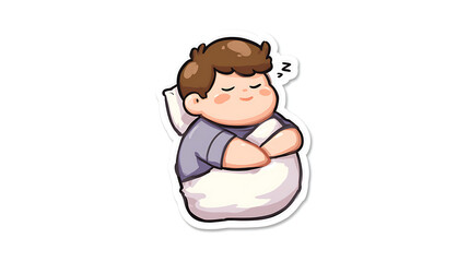 A peaceful illustration of a child taking a nap, giving a calm, cozy, and comforting sticker vibe.