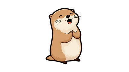 This illustration shows a happy otter clapping with excitement. Its chubby body and joyful pose make it perfect for a cute sticker reaction.