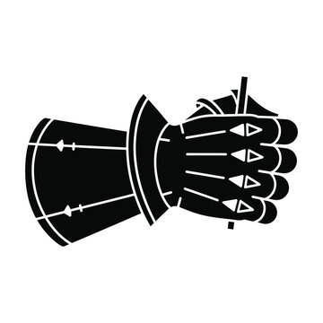 Black Armored Gauntlet Clenched Fist Silhouette Icon Vector Illustration