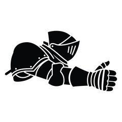Black Knight Armor Silhouette with Thumbs Up Gesture Vector Icon