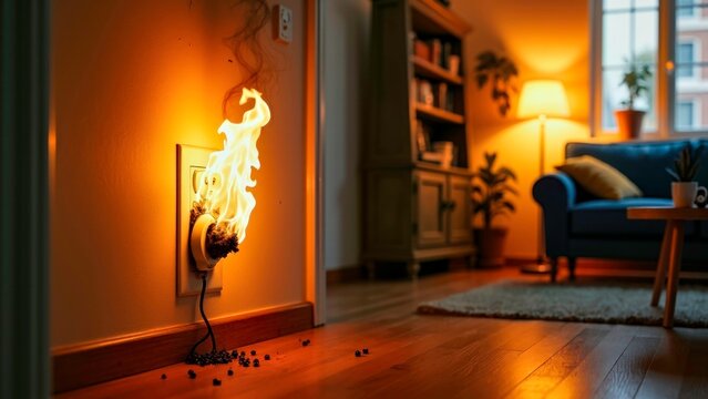 Dangerous scene footage of kitchen side fire