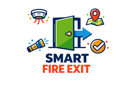 Smart fire exit technology with emergency features and navigation