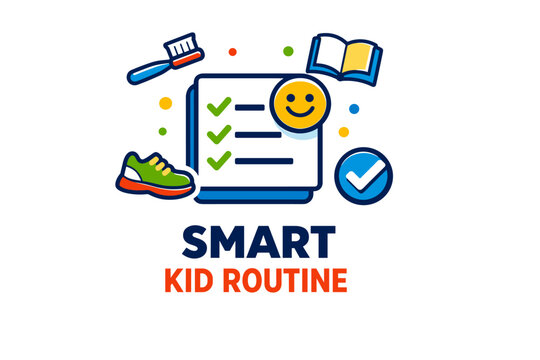 Smart kid routine checklist with toothbrush and shoe illustrations