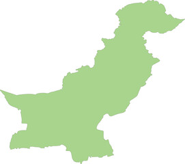 Fototapeta premium Pakistan Map Vector Silhouette in Solid Green Color Isolated on White