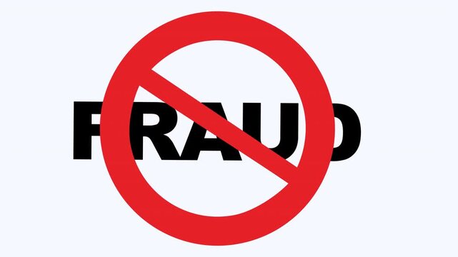 Word fraud with a red prohibition sign is a bold and impactful visual suitable for antifraud campaigns and online security content.