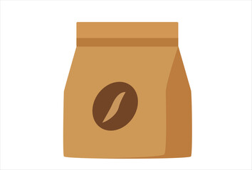 Minimalist Coffee Bag Illustration on White Background