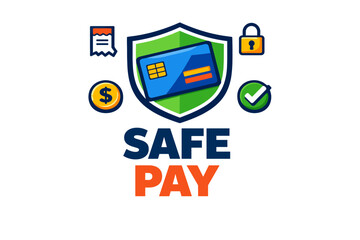 Fototapeta premium Secure payment icon with credit card and shield symbol for financial safety