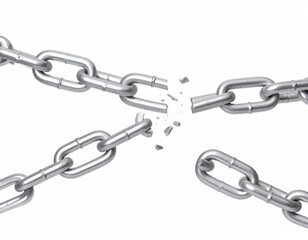Fototapeta premium Broken Chain, Metal Links Snapped, Freedom and Broken Connections Concept
