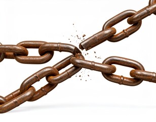 Obraz premium Broken Chain, Metal Links Snapped, Freedom and Broken Connections Concept