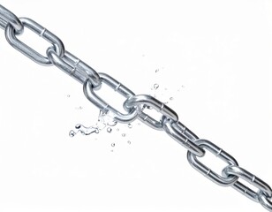 Fototapeta premium Broken Chain, Metal Links Snapped, Freedom and Broken Connections Concept