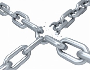 Fototapeta premium Broken Chain, Metal Links Snapped, Freedom and Broken Connections Concept