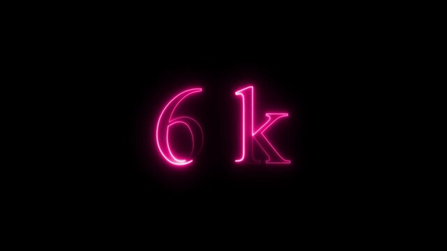 6k animation neon text icon on a black background,with 4k video animation.