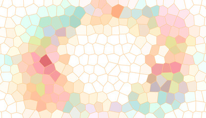 Abstract mosaic tile pattern with soft pastel geometric shapes and bright white center. Modern minimalist stained glass aesthetic with airy rainbow hues and artistic creative backdrop.