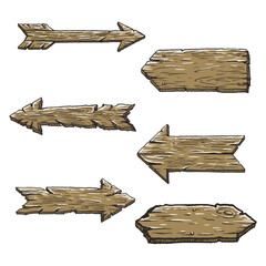 Vintage Western Wooden Arrow Direction Signs Illustration Set © Lakulikill 