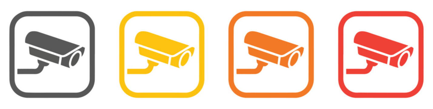 cctv security camera icon set