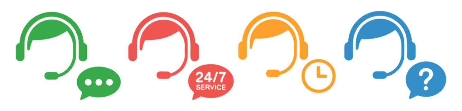 customer support call center icon set