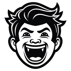 Vector Silhouette Laughing Man Face Expression Avatar