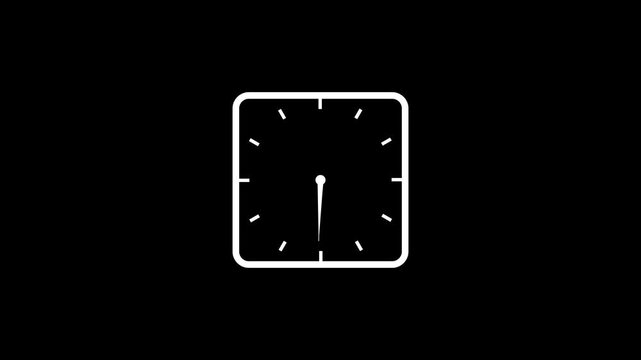 clock icon vector clock face animation on a black background,with 4k video animation.