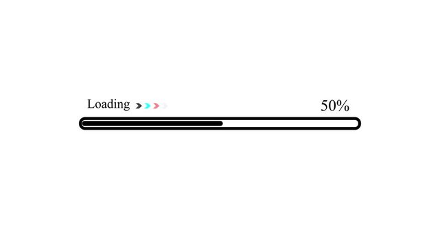 progress bar from 0 to 100% animation with alpha channel on a white background,with 4k animation.