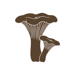 Brown Chanterelle Mushroom Vector Silhouette Minimalist Fungi © MD. MAHRUF ZAMAN