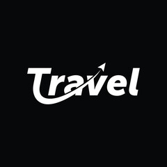 Obraz premium Travel logo design, typography text travel vector icon template