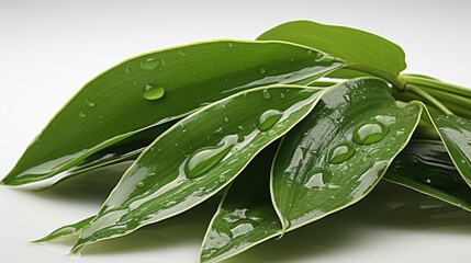 Lush green leaves with water droplets