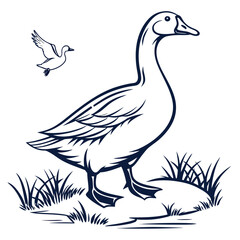 Naklejka premium Mother duck and her chick