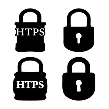 Secure internet connection concept with https lock icons for web privacy and data protection