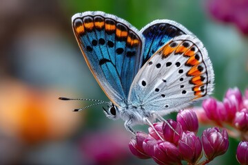 Obraz premium Vivid Butterfly on Pink Flower Close Up