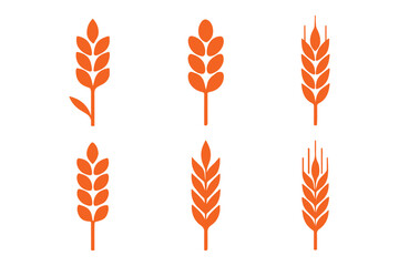 Simple wheat stalk illustrations for natural food design and rural agriculture themes © Daishin