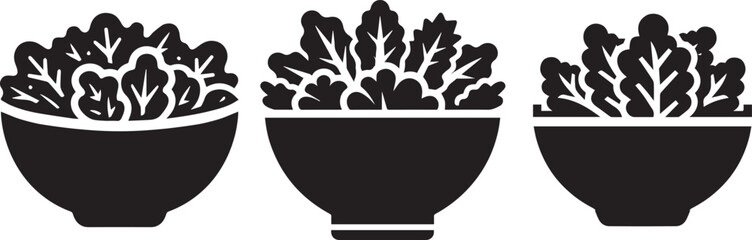 Salad bowl icon vector set.